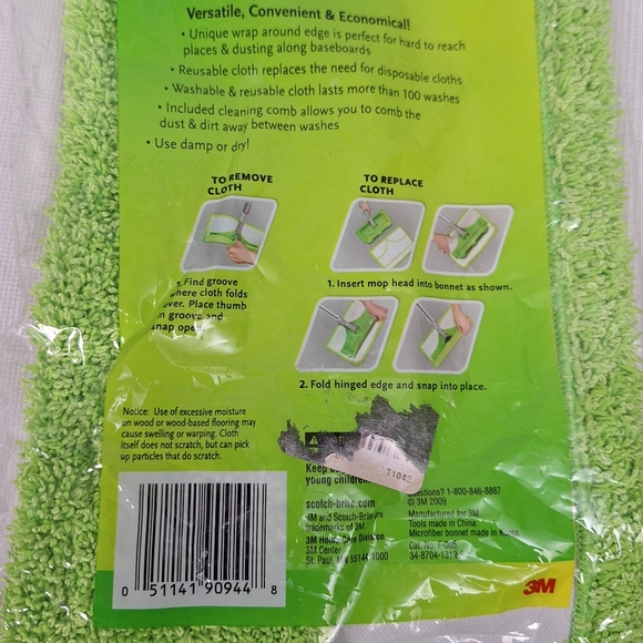 1pc Scotch Brite Microfiber Hardwood Floor Mop Cover Wrap Around Edge Lime Green - Picture 10 of 13